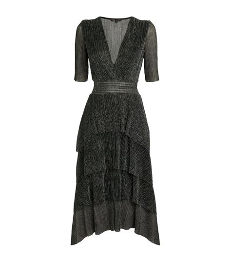 Maje Tiered Ruffle Midi Dress Harrods Us