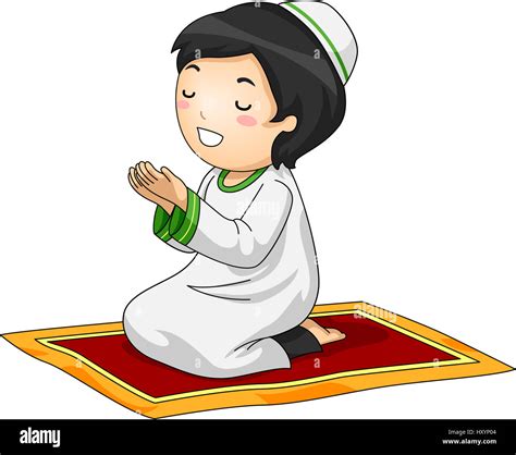 Vector Illustration Muslim Kid Praying Stock Photos Vector