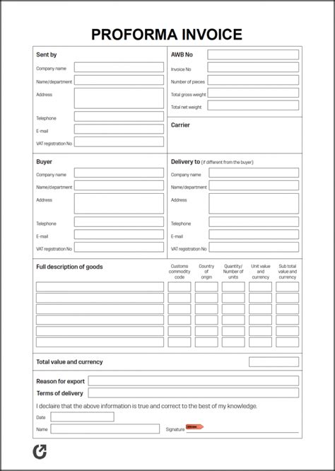 Free Proforma Invoice Template Word Pdf Eforms 028 Proforma Invoice