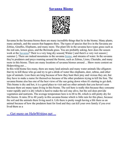 Savanna Biome Pdf