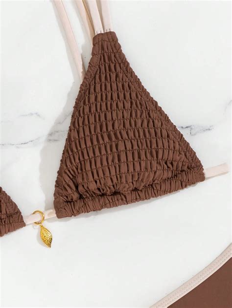 SHEIN Swim Conjunto De Bikini De Dos Piezas Con Bloque De Color Y