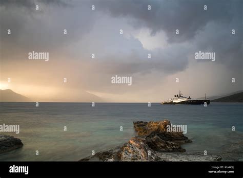 Super Yacht Fiscardo Kefalonia Greece Stock Photo Alamy