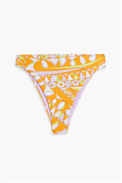Pucci Printed High Rise Bikini Briefs In Orange ModeSens