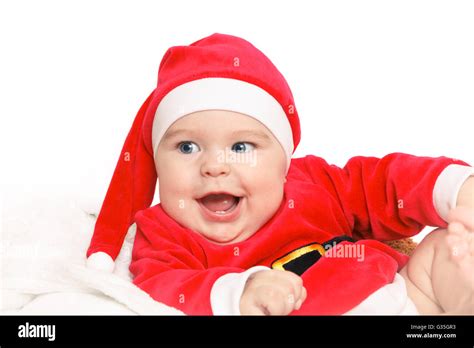 Happy Baby Santa Claus Stock Photo Alamy