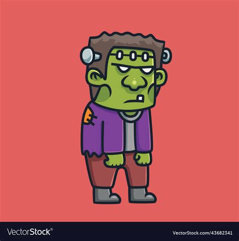 Cute Frankenstein Walking Cartoon Halloween Vector Image