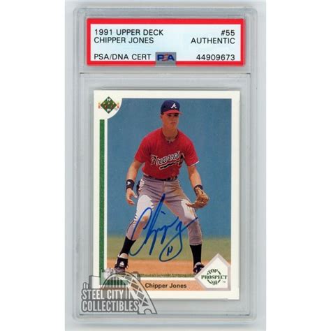 Chipper Jones Upper Deck Autographed Rookie Rc Card Psa Dna Coa