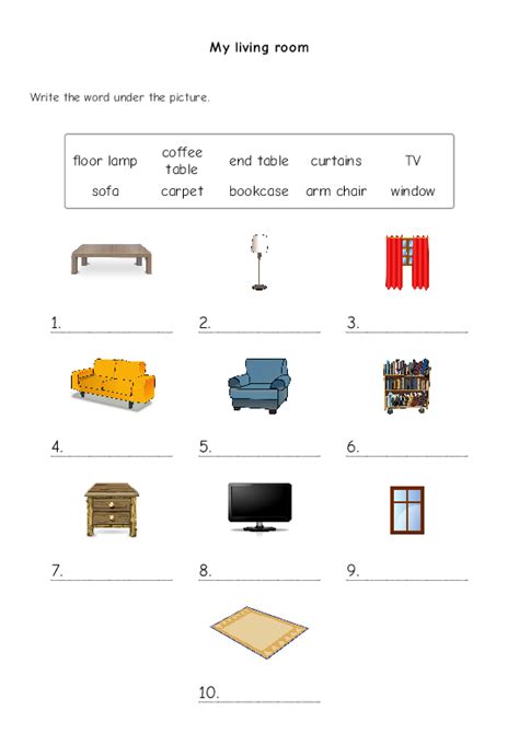 Things In The Living Room Worksheet Baci Living Room