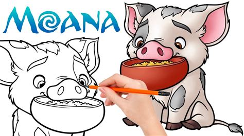 How To Draw Pua Moana S Pot Belly Pet Pig And Best Friend Vaiana