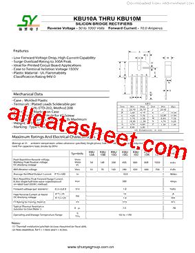 KBU10D Datasheet PDF Shunye Enterprise