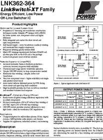 LNK364GN datasheet - Energy Effi Cient, Low Power Off-line Switcher IC