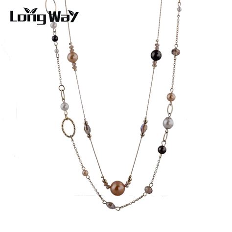 Longway Luxury Elegant Long Necklaces And Pendants For Evening Dress Gold