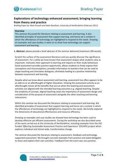 briefing paper template higher education academy