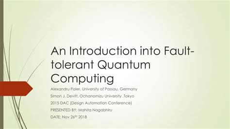 introduction  fault tolerant quantum computing powerpoint