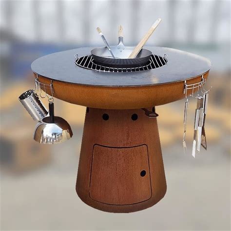 China Outdoor Cooking Barbecue Wood Burning Corten Steel Fireplace