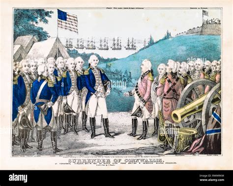 Surrender Of Cornwallis At Yorktown Va October 1781 Hand Coloured