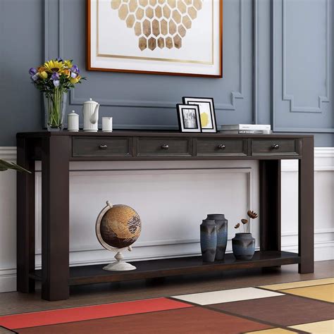 Amazon Console Table With Storage Drawers And Bottom Shelf