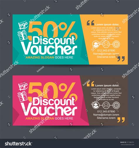 Discount Voucher Template Colorful Patterncute Gift Stock Vector