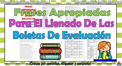 Frases recomendables para el llenado de las boletas de evaluación