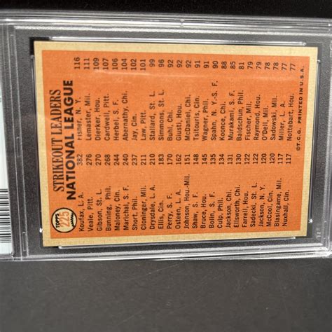 1966 Topps 225 Nl Strikeout Leaders Sandy Koufax Bob Gibson Hof Psa 6 New Slab Ebay