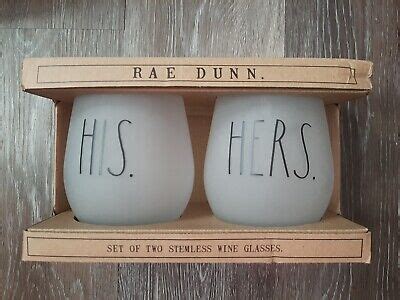 Wine Rae Dunn His Hers Set Of Entire Glass Frosted Stemless Couples