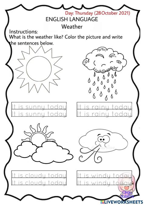 Weather Online Exercise For Kindergarten Live Worksheets Worksheets