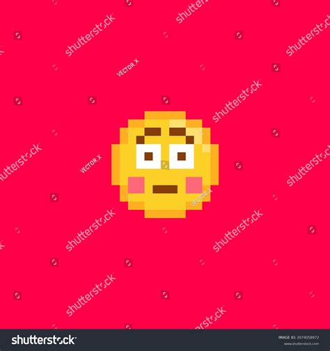 Pixel Art Flushed Face Emoji Icon Vetor Stock Livre De Direitos