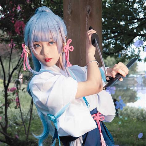 Genshin Impact Kamisato Ayaka Cosplay Inazuma City Kendo Kimono Dress