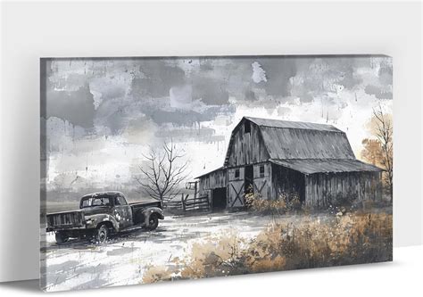 Amazon Black And White Farmhouse Truck Wall Art Farmhouse Canvas