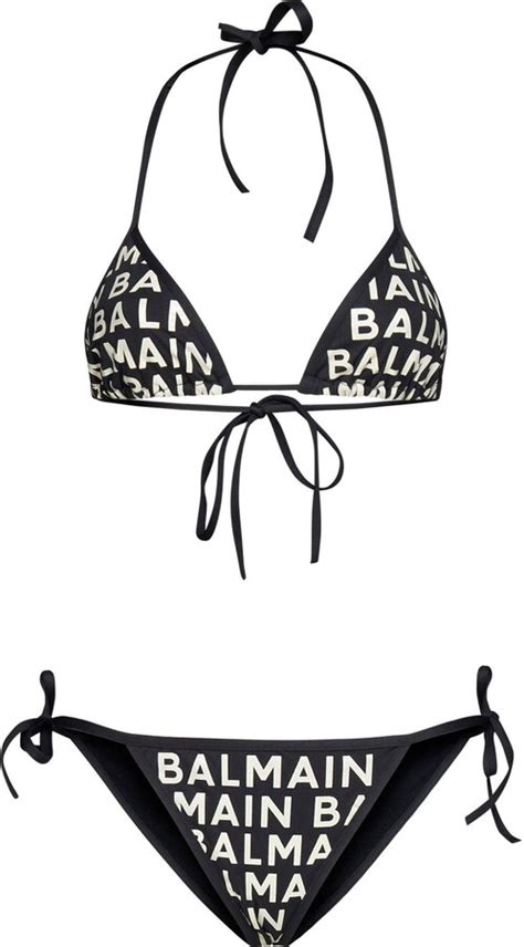 Balmain Logo Glitter Embellished Triangle Bikini Set Shopstyle Two Piece Swimsuits