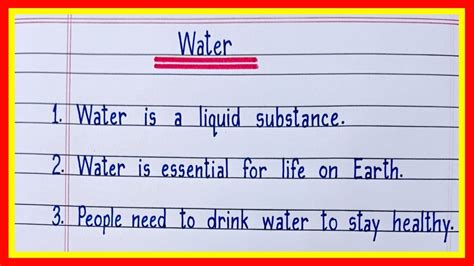 Easy Lines On Water Essay On Water Paragraph On Water Water