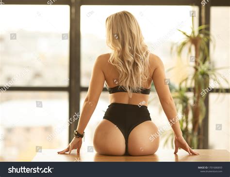 Sexy Blond Woman Black Lingerie Stock Photo Shutterstock