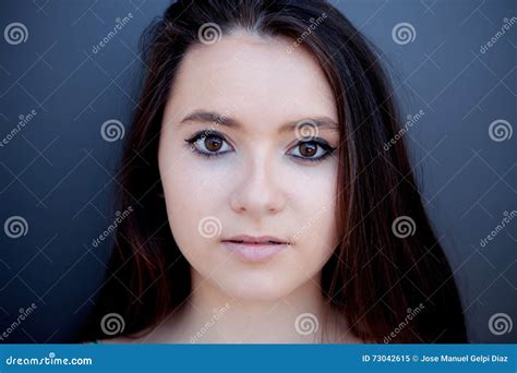 Spanish Brunette Girl With Long Hair Stock Photography CartoonDealer