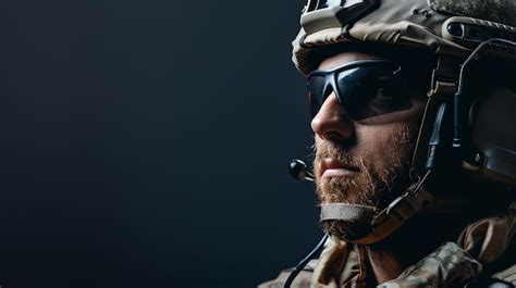 Premium Photo | Closeup portrait of a soldier in combat gear He is ...