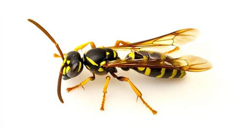 A Yellow And Black Wasp On A White Background Premium Ai Generated Image