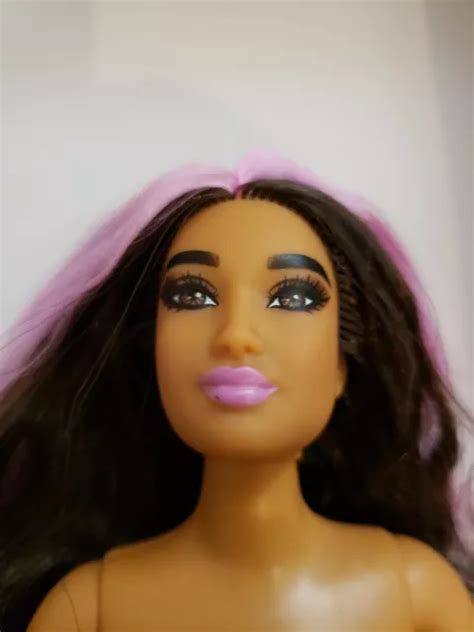 NEW NUDE BARBIE Extra Doll LONG WAVY Hair W PINK STREAKS Articulated Curvy PicClick UK
