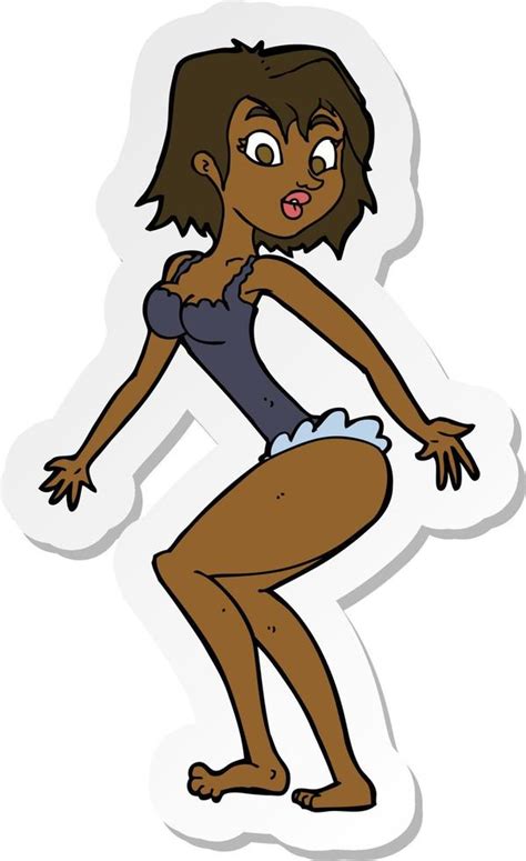 Autocollant D Une Femme De Dessin Anim En Lingerie Art Vectoriel Chez Vecteezy