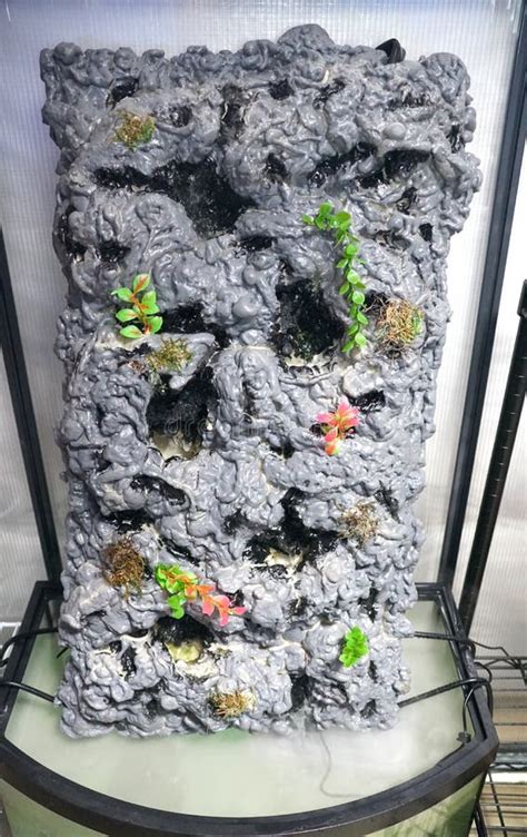 A Beautiful Indoor Waterfall Made From Foam Spray And Decorated With