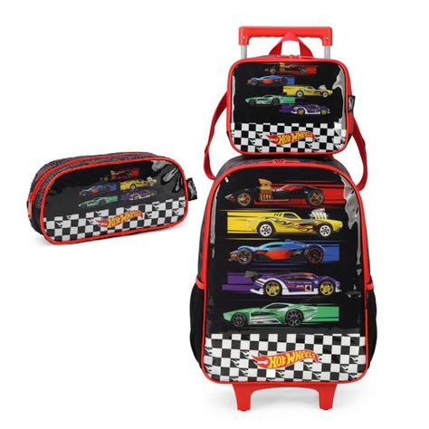 Kit Mochila De Rodinha Hot Wheels Veiculos Lancheira Estojo Luxcel Mochilas Magazine Luiza