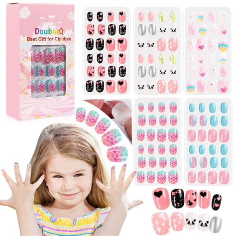 Lankey Fake Nails For Kids 120 Pcs Kids Press On Nails Girls Full Cover