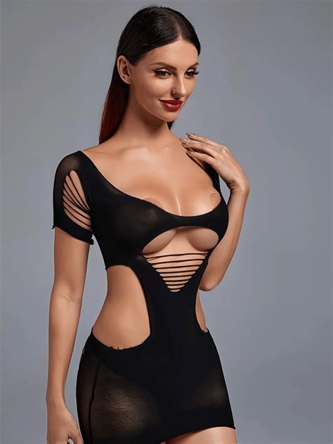 Sexy Lingerie Bodystocking With Suspender Garter Belt And Sheer Stockings Role Play Uniform