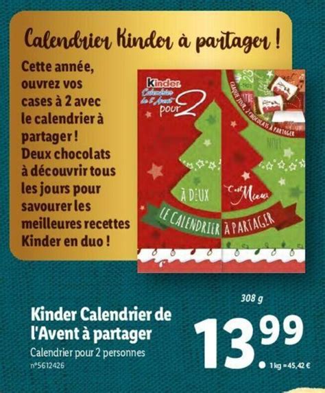 Promo Kinder calendrier de l avent à partager chez Lidl