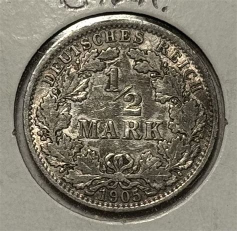 1905 A Germany - Empire 1/2 Mark - Silver - For Sale, Buy Now Online ...