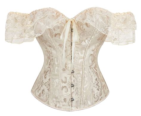 Aevos Women Floral Lace Off Shoulder Corset Bustier Boned Overbust Corset Bodyshaper Lingerie