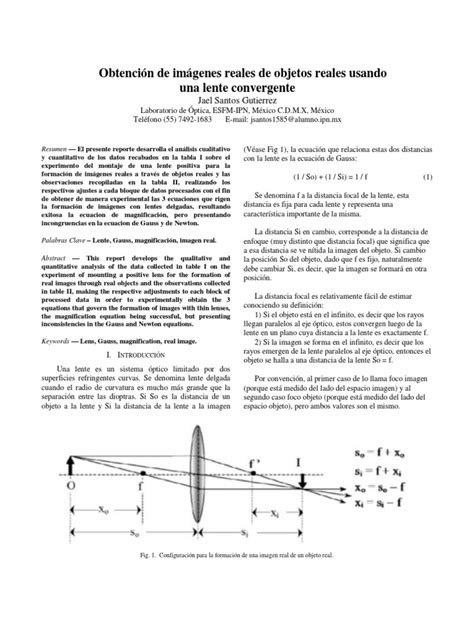 reporte  objetos imagenes reales virtuales  optica