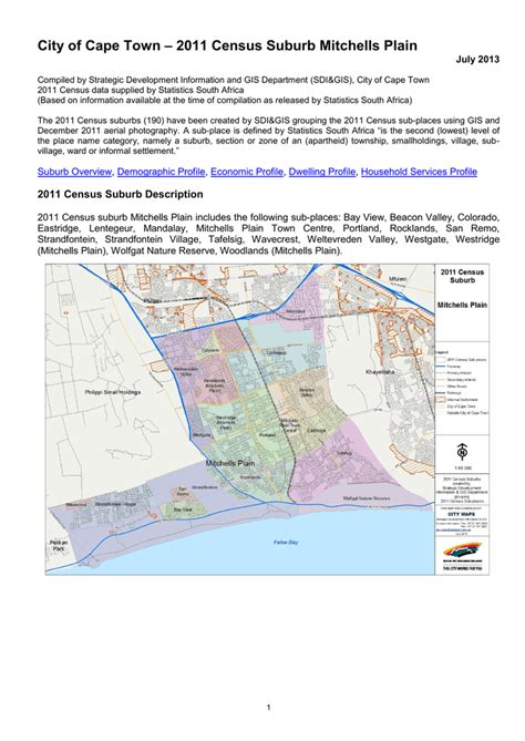 2011 Census Suburb Mitchells Plain City Of Cape Town July 2013
