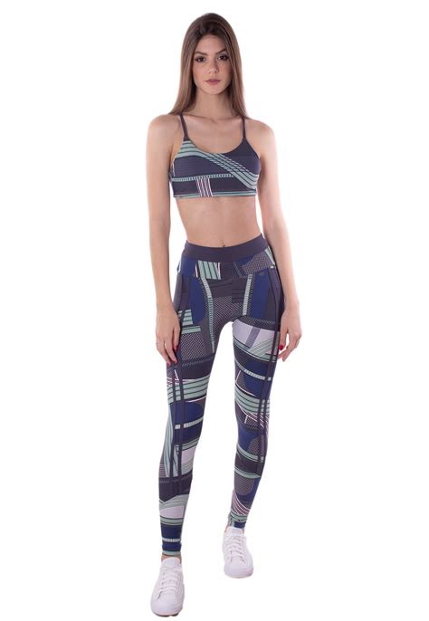 CALÇA SIMONY LINGERIE LEGGING LISTA ESTAMPADO FITNESS TOP NAKAY Multicores