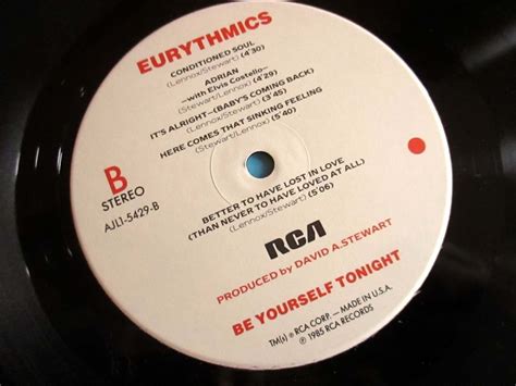 Eurythmics Be Yourself Tonight VG VG LP 1985 RCA W Would I Lie To You