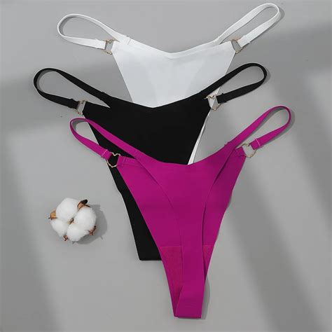Vkme Women Sexy Thong Panties Underwear Seamless Low Rise Solid Lingerie T Back Panties G String