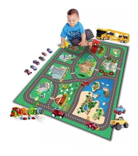 Pista Tapete De Lona Para Brincar De Carrinho Hot Wheels T Cor Tm Pista Cidade Praia