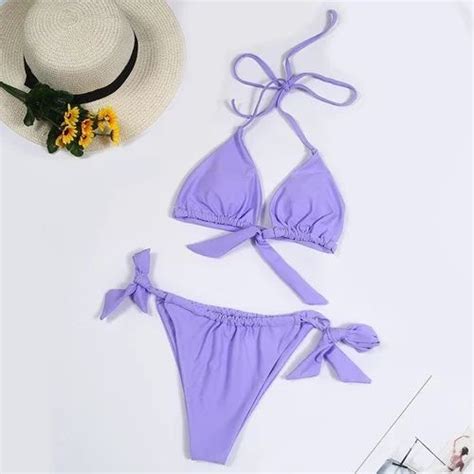 Split Swimsuit Women Multicolor Bikini Halter Neck Tie Big Breasts At Rs Bikini Set ID